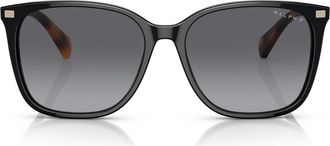 Ralph Lauren 56mm Polarized Square Sunglasses in Shiny Black /Brown at Nordstrom