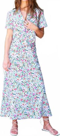 Finley Slim Whimsy Floral Maxi Skirt In White Multi