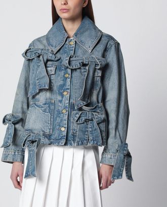 Ganni Denim Jacket With Bows