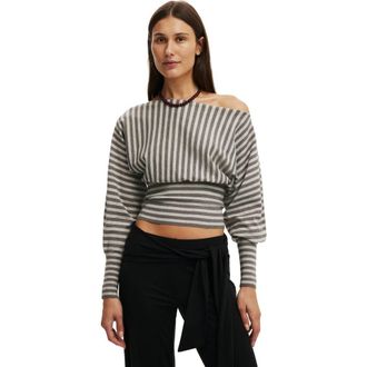 Cotton On Womens Everfine Ls Batwing Knit in Tonal Grey Stripe at Nordstrom, Size Xx-Small
