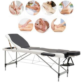 Living and Home Professional Folding Beauty Spa Bed Portable Adjustable Massage Bed in Black