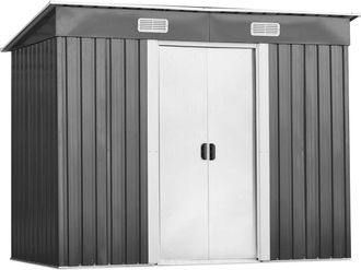 Costway Cobertizo De Metal De Jard&iacute;n Exterior Con 2 Puertas 238 X 131 X 181 Cent&iacute;metros Caja De Almacenamiento Caseta De Herramienta - Costway