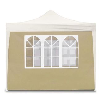 Evergreen Pa&ntilde;o Lateral Para Cenador Resellable Con Ventanas En Tejido Beige 300x200 Cm