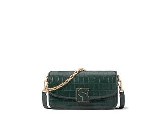 Kate Spade New York Dakota Croc Embossed Leather Small Crossbody Womens Handbags Rock Garden