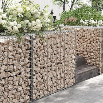 Songmics Set of 2 Large Gabion Cages for Garden Wall Decor in Silver
