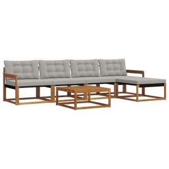 vidaXL Conjunto De Sof&aacute;s De Exterior 6 Pcs Gris Natural Y Claro Vidaxl