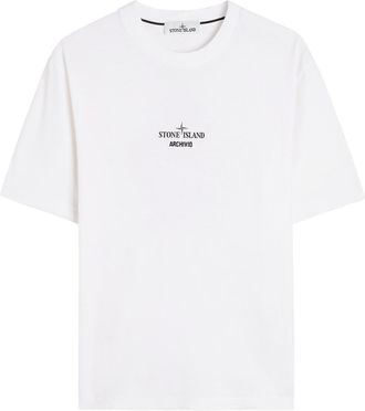Stone Island Archivo Logo-printed Cotton T-shirt - White - XL