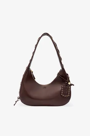 Ganni Brown Medium Laces Hobo Bag