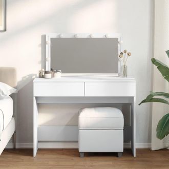 Berkfield Home Dressing Table with LED White 100x40x120 cm | Size: 100 x 40 x 120 cm