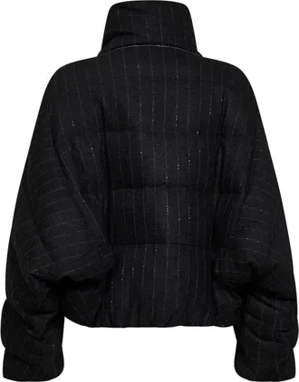 Brunello Cucinelli Womens Puffer Jacket Anthracite Wool-Blend Grey