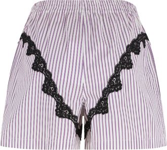 The Attico Womens Cotton Shorts With Lace Insets Prune