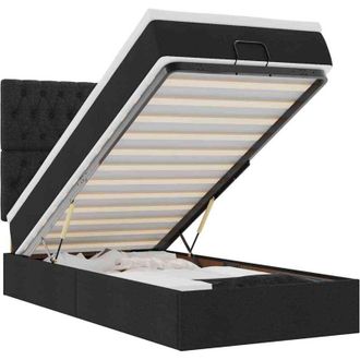 vidaXL Cama Otomana Con Colch&oacute;n Negra 90x200 Cm Tela Vidaxl