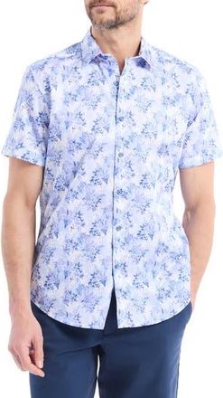 Robert Graham Earlston Short Sleeve Cotton Button-Up Shirt in Light Blue at Nordstrom Rack, Size Xx-Large