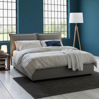 Talamo Italia Talamo Italia - Cama Matrimonial Teresa, Cama Contenedor Con Revestimiento De Tela, 100% Made In Italy, Apertura Frontal, Con Colch&oacute;n Cm 140x200 Inclu