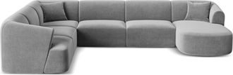 Cosmopolitan Design Sof&aacute; esquinero modular panor&aacute;mico izquierdo 7 plazas terciopelo gris