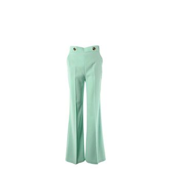 Pinko Trousers with gold buttons - female - PINKO - Wide Trousers - Green - S - Trousers