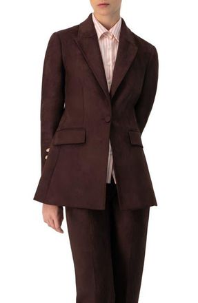 Ivonne Single-Breasted Faux-Suede Blazer in Brown at Nordstrom, Size 10