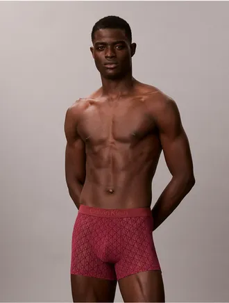 Calvin Klein Mens CK Black Sheer Mesh Trunk - Red - XL