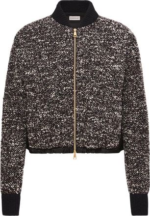 Moncler Moncler Leather Logo Zip-up Padded Cardigan, Women, Grey, Size: Xs
