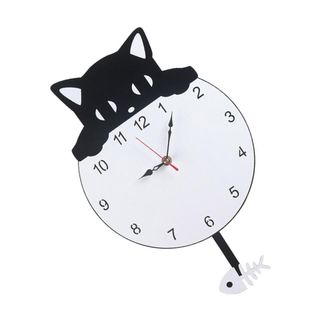 OEM Reloj De P&eacute;ndulo Con Forma De Gato De Acr&iacute;lico, F&aacute;cil Instalaci&oacute;n