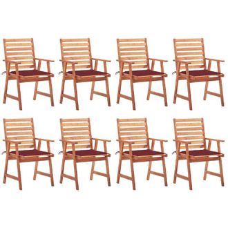 vidaXL Vidaxl - Sillas Comedor De Jard&iacute;n Y Cojines 8 Uds Madera Maciza Acacia