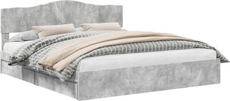 vidaXL Storage Bed Concrete Grey 180 x 200 cm Engineered Wood vidaXL