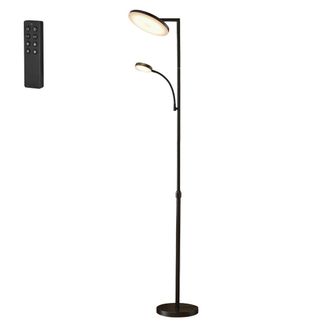 Vasagle L&aacute;mpara de pie con altura ajustable y mando de color negro mate