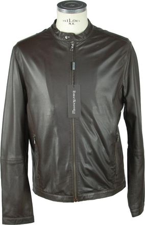 Emilio Romanelli Classic Leather Jacket with Zip Closure