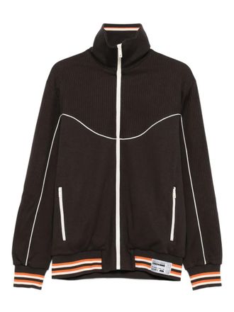 Golden Goose ribbed-panel zip-up jacket - unisex - Cotton/Cotton/Polyester - S - Brown