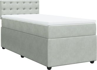 vidaXL Cama Box Spring Con Colch&oacute;n Terciopelo Gris Claro 100x200 Cm Vidaxl