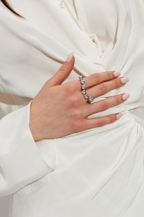 Maison Margiela Ring With Shimmering Crystals, Womens, Silver