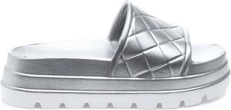 J/Slides Womens Stud Slide Sandal In Silver