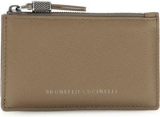 Brunello Cucinelli Beige Kalfskleren Bos Taurus Portemonnee