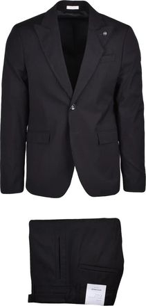 Officina 36 Black Polyester Viscose Wool Elastane Sartorial Suit