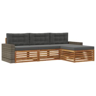 vidaXL Conjunto De Sof&aacute;s De Exterior 4 Pcs Natural Y Antracita Vidaxl