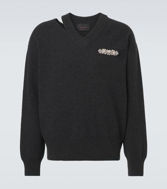 Simone Rocha Cutout embellished wool-blend sweater