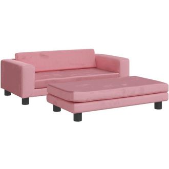 vidaXL Sof&aacute; Para Ni&ntilde;os Con Reposapi&eacute;s Terciopelo Rosa 100x50x30 Cm Vidaxl