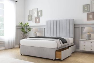 Comfort Beds Tokyo Naples Divan Base 2 Drawers - 54 Headboard in Silver | Size: Small Single