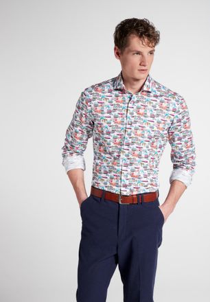 Eterna Langarmhemd ETERNA SLIM FIT, Herren, Gr. 39, Normalgr&ouml;ssen, blau, Satin, 100% Baumwolle, schmal, Manschette, Hemden Langarmhemd, EASY IRON (b&uuml;gelleich