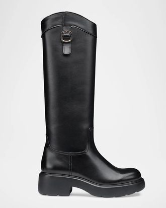 Santoni 45mm Leather Knee-High Riding Boots
