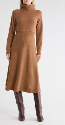 Derek Lam Bethany Long Sleeve Wool Turtleneck Sweater Dress in Mocha Mousse at Nordstrom Rack, Size X-Small