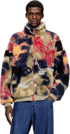Diesel Teddy-fleece jacket with graffiti motif - Jackets - Man - Multicolor