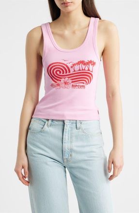 Rip Curl Ocean Break Rib Graphic Tank in Light Pink at Nordstrom, Size X-Small