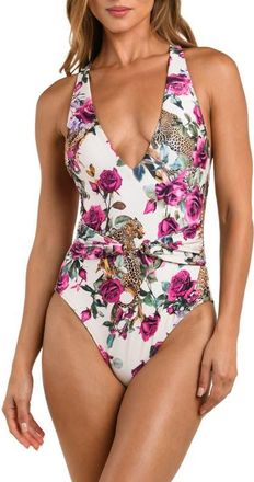 L'agence Rose Leopard One-Piece Swimsuit in White Multi at Nordstrom, Size X-Large