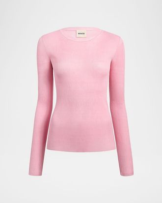 Khaite Mosi Silk Rib Long-Sleeve Top