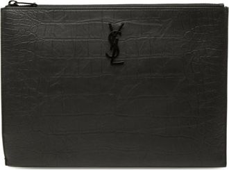 Saint Laurent Black Leather Clutch Bag (Pre-Owned)