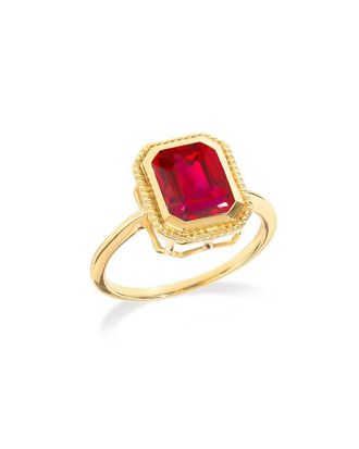 Tiramisu 14K Over Silver 2.93 Ct. Tw. Lab-Grown Ruby Solitaire Ring