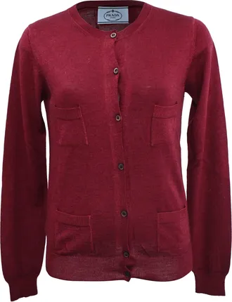 Prada Buttoned Cardigan in Red Cashmere