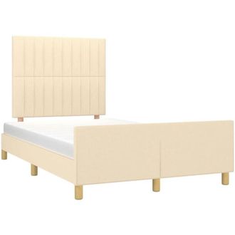 vidaXL Estructura De Cama Sin Colch&oacute;n Tela Crema 120x200 Cm Vidaxl