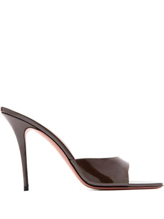 Amina Muaddi Elodie patent sandals - women - Patent Leather/Calf Leather/Calf Leather - 38.5 - Grey